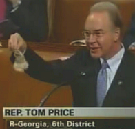 Rep. Price and a toy mouse. Embarrassing.