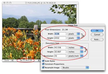 Image Size dialog window in Photoshop